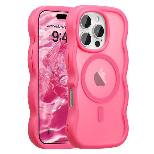 UEEBAI Magnetic for iPhone 12/12 Pro Case, Compatible with MagSafe, Transparent Wave Frame Design Case Soft Edge Cover Cute Clea