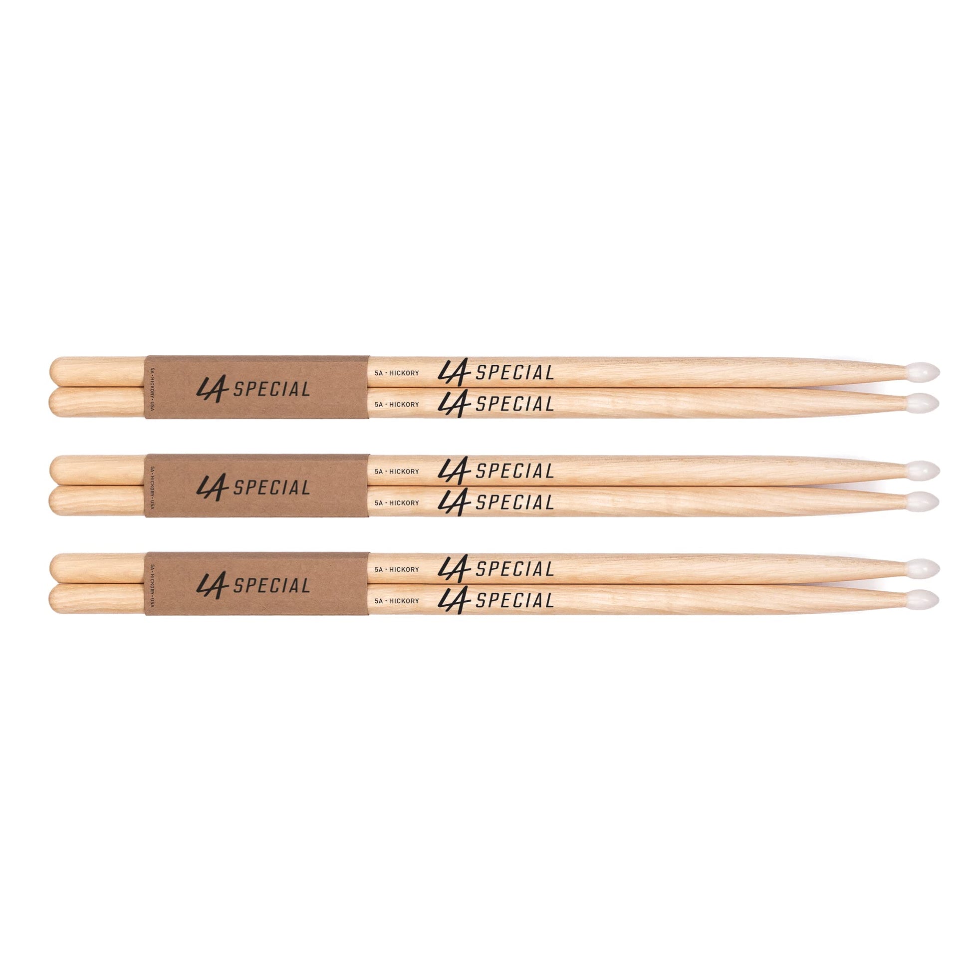 LA Specials Drum Sticks - 5A Drumsticks - Drum Sticks Set for Acoustic Drums or Electronic Drums - Oval Nylon Tip - Hickory Drum