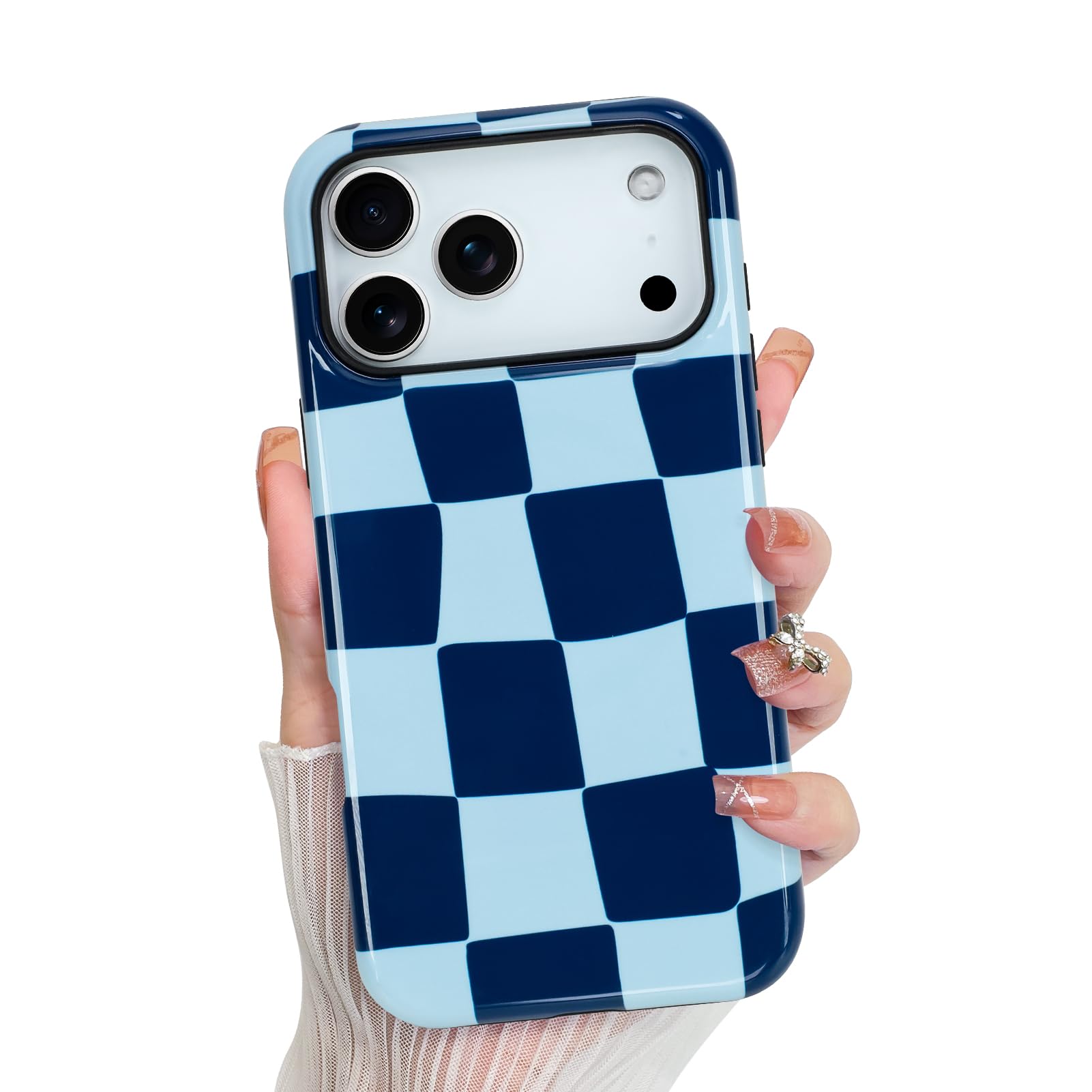 KANGHAR Compatible with iPhone 17 Pro Max Case 2025, Aesthetic Checkered Cute Pattern, Support for MagSafe Shockproof Cover for