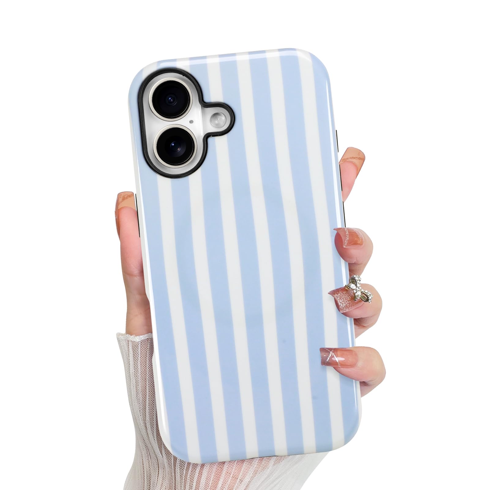 KANGHAR Compatible with iPhone 17 Case 2025, Aesthetic Stripes Cute Pattern, Support for MagSafe Shockproof Cover for Girls Wome