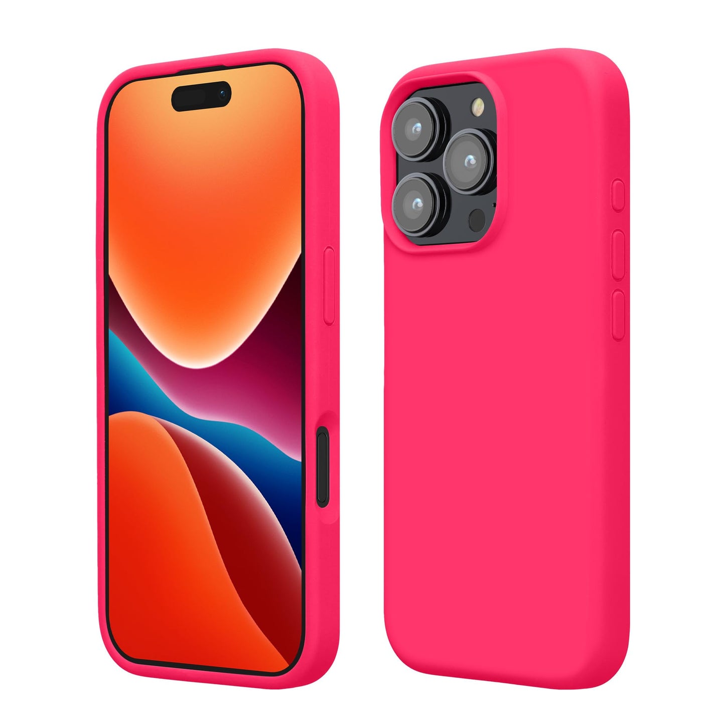 kwmobile Case Compatible with Apple iPhone 16 Pro Max Case - TPU Silicone Phone Cover with Soft Finish - Neon Pink