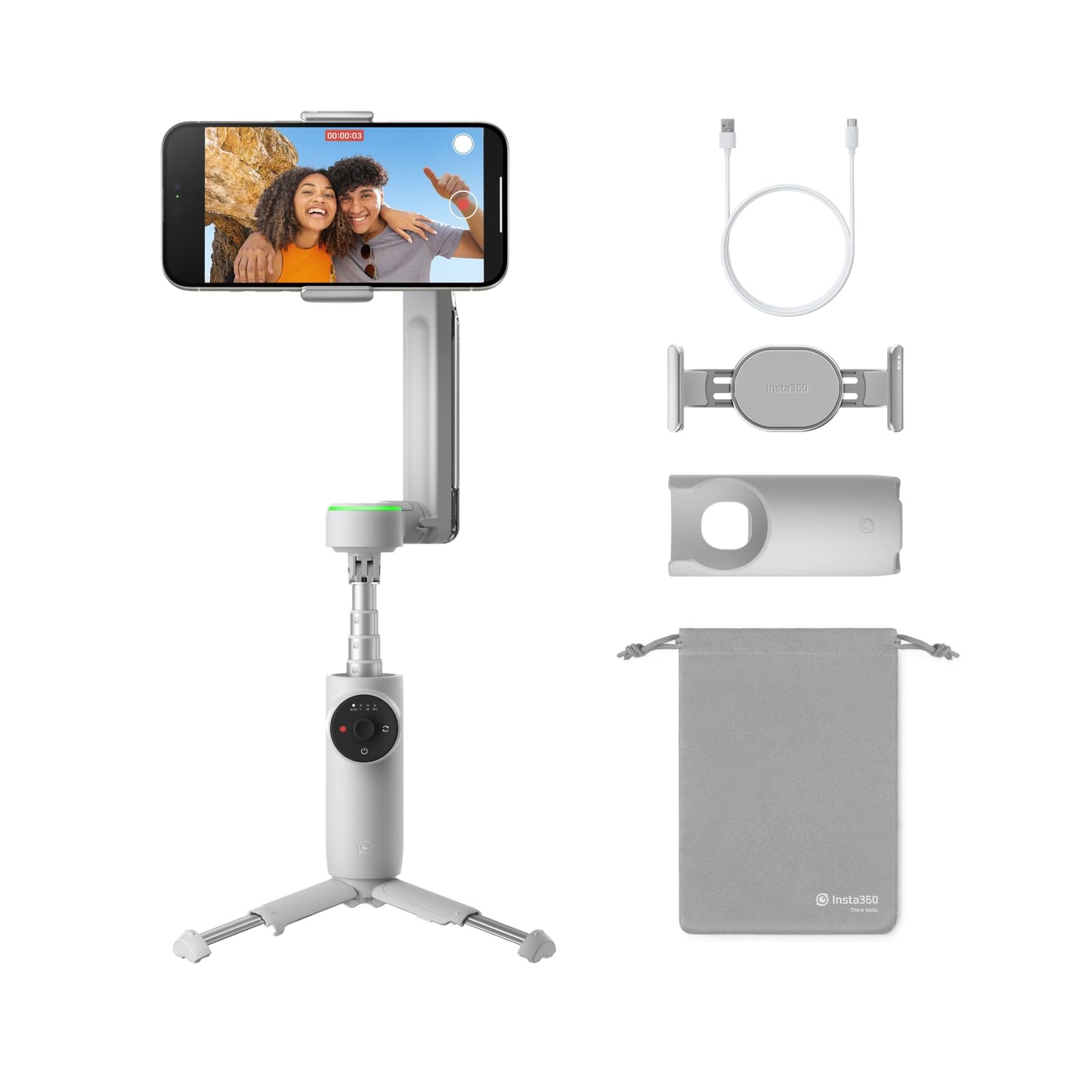 Insta360 Flow Pro - AI-Powered Gimbal Stabilizer for Smartphone, Apple DockKit Enabled, 360 Infinite Pan Tracking, 3-Axis Stabil