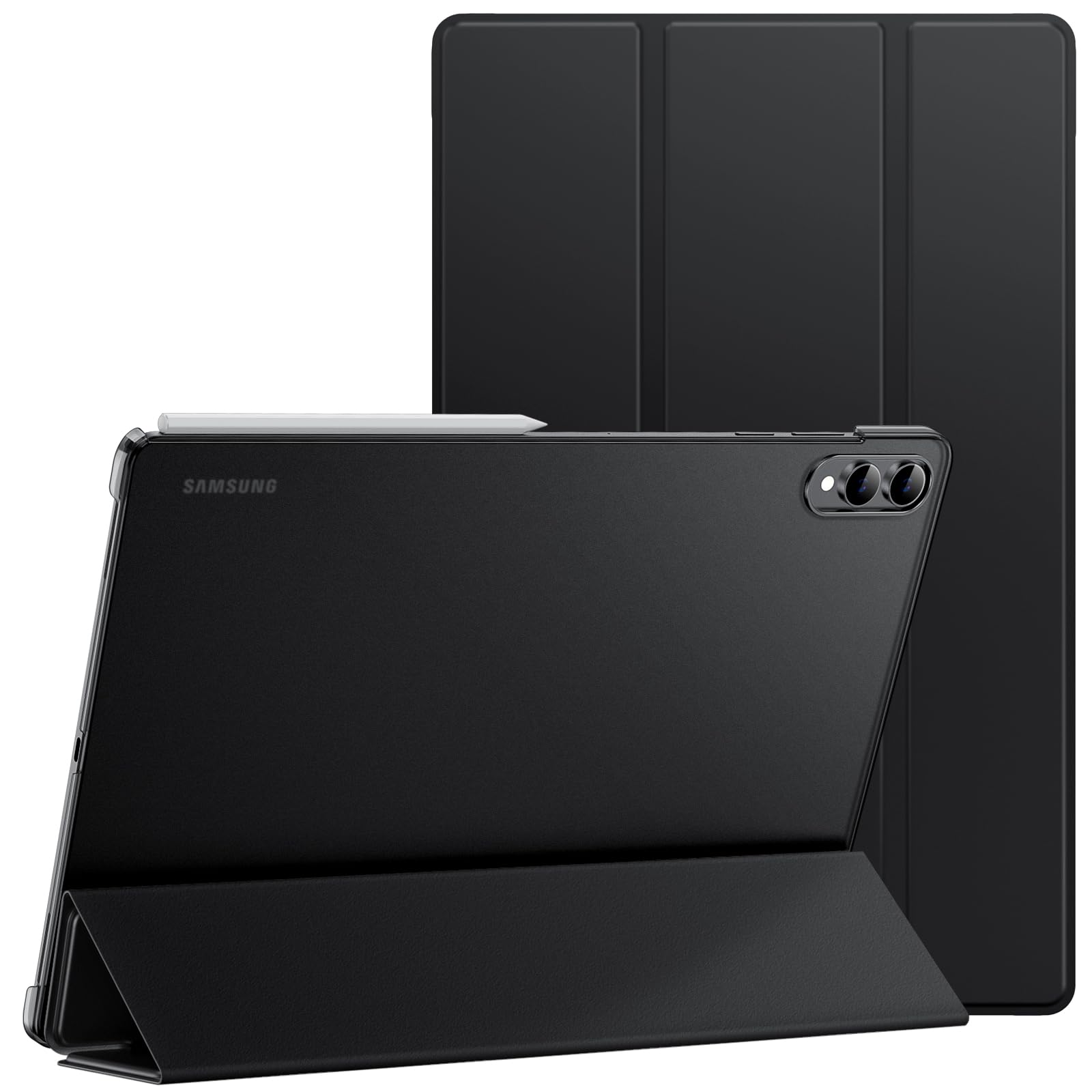 JETech Case for Samsung Galaxy Tab S11 Ultra, Translucent Back Tri-Fold Stand Protective Tablet Cover, Support S Pen Pairing, Au