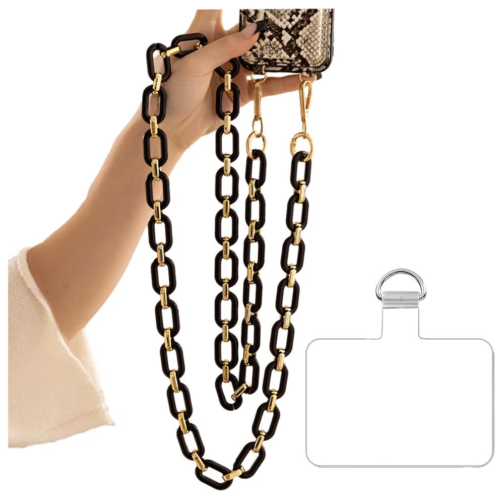 Turkalla Phone Crossbody Chain Cell Phone Lanyard,Acrylic Shouder Strap Universal Cellphone Chain Strap with Tether Patches Comp