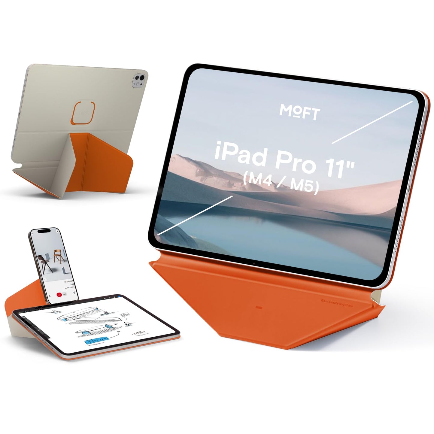MOFT Dynamic Folio Case for iPad Pro 11-inch (M5 2025 / M4 2024), Slim Magnetic Stand Case with 20+ Viewing Angles, Auto Wake/Sl