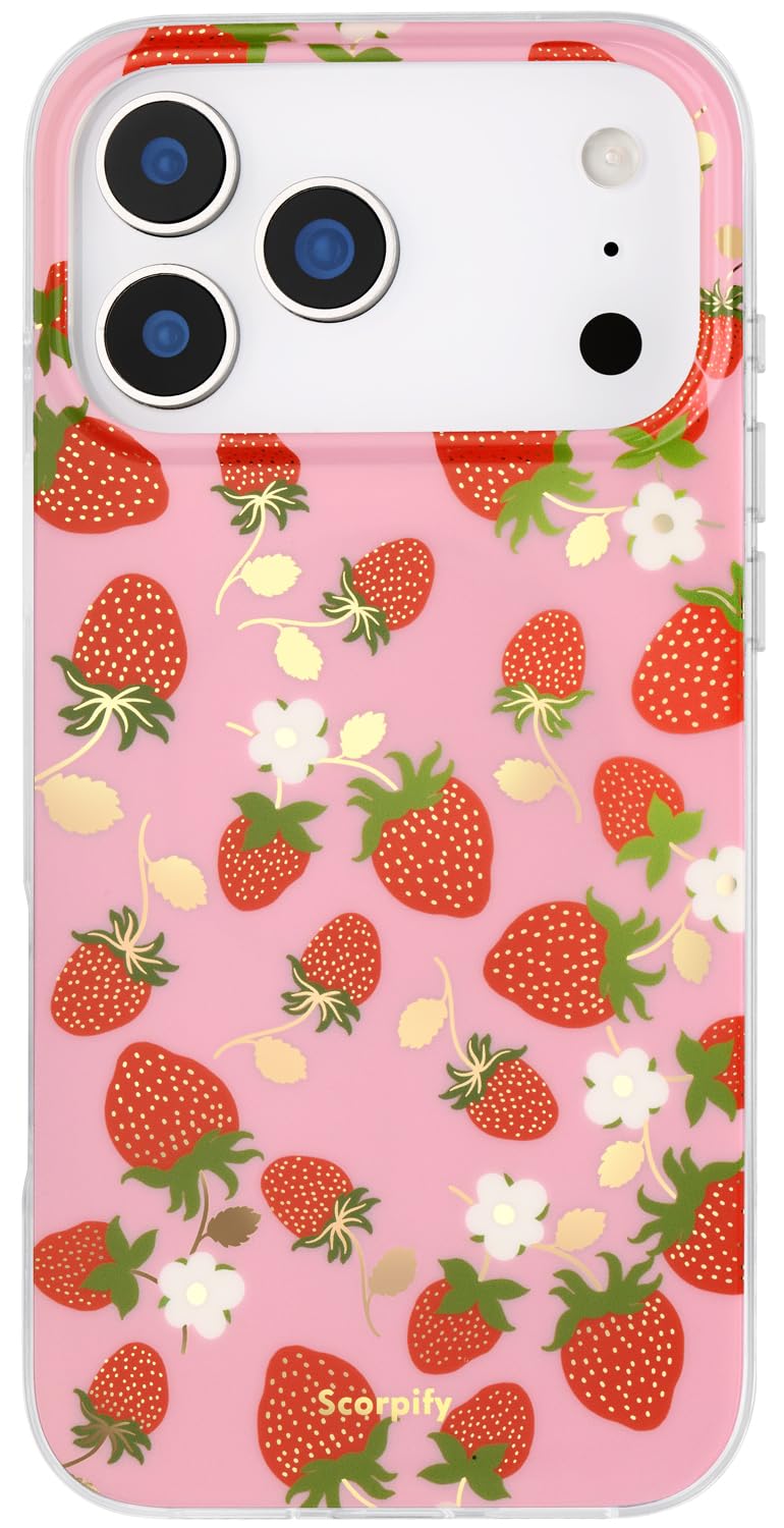 SCORPIFY for iPhone 17 Pro Max Case [Compatible with MagSafe] with Strawberry Party Fruit Design, Cute Floral Magnetic Phone Cov