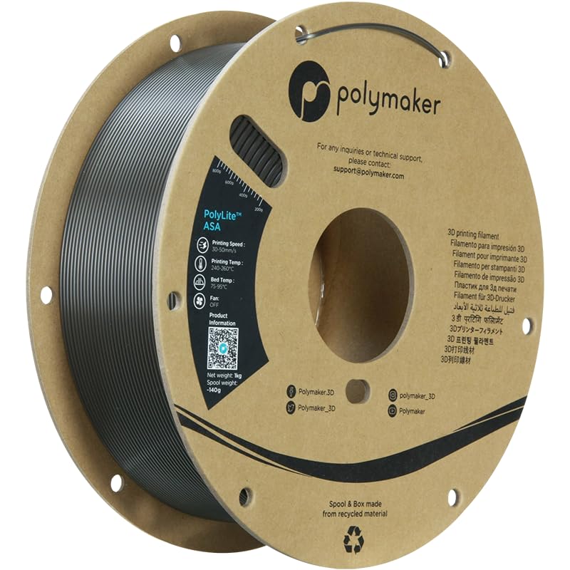 Polymaker ASA Filament 1.75mm Dark Gray Green, 1kg ASA 3D Printing Filament, Heat & Weather Resistant - ASA 3D Printer Filament