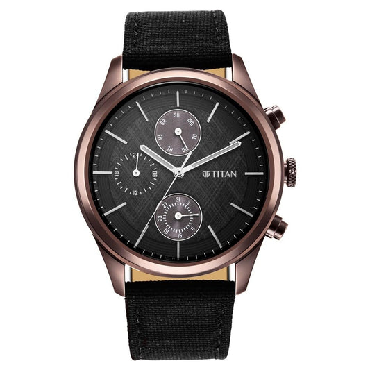 Titan Analog Black Dial Mens Watch-1805QP01, Black, Analog Watch, Black, Analog Watch