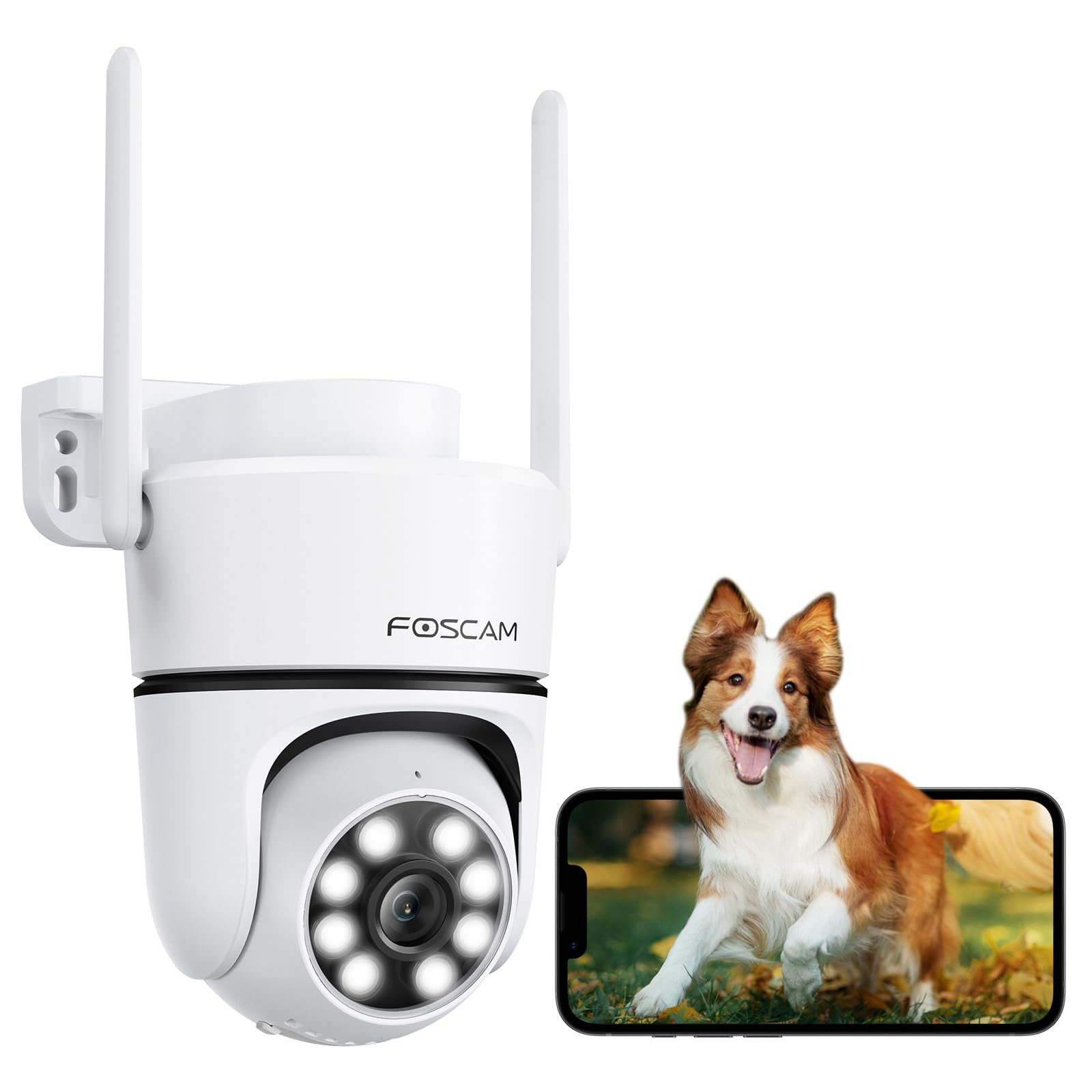 FOSCAM PD5 3K Security Cameras Wired Outdoor, 360 Auto Tracking 2.4G/5G WiFi PTZ Cameras for Home Security 20X Zoom, 66ft Color