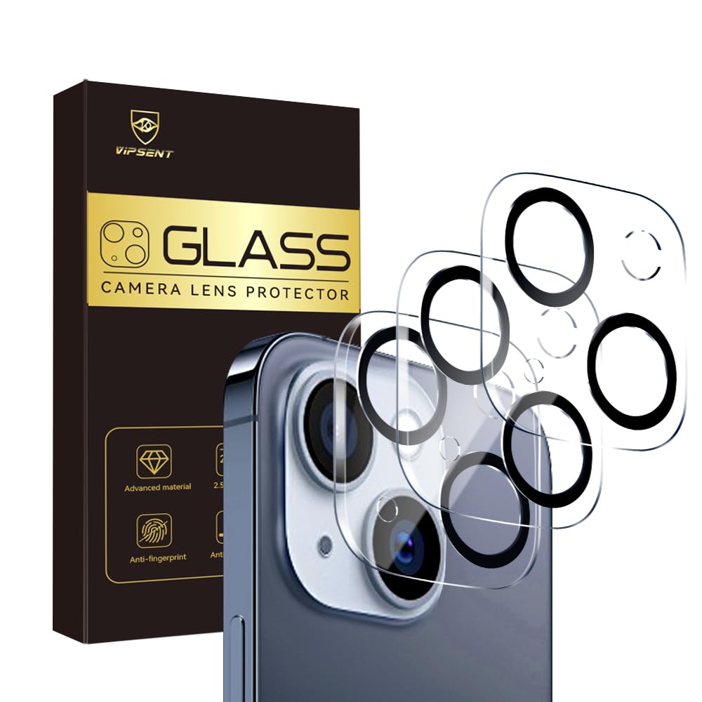 Camera Lens Protector for iPhone 15 / iPhone 14 6.1 & iPhone 15 Plus/iPhone 14 Plus 6.7 ,9H Tempered Glass,Ultra HD, Scratch Res