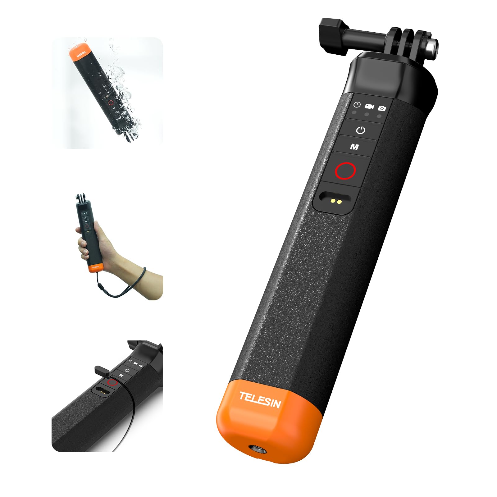 Floating Bluetooth Remote Hand Grip for GoPro Hero 13 12 11 10 9 8 Black, Waterproof Portable Vlog Selfie Stick, Pole Monopod Ha