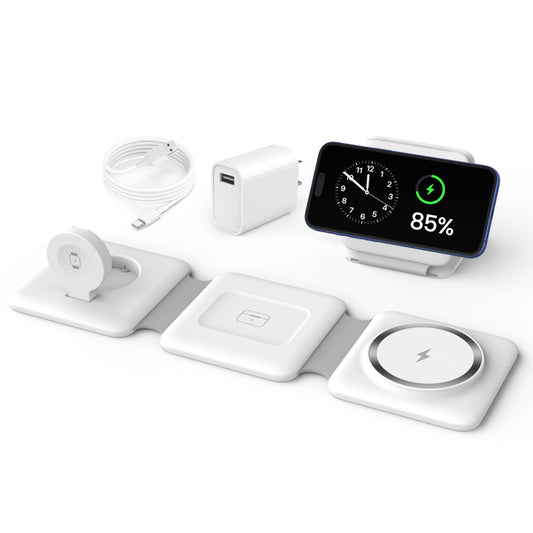 Charging Station for Apple Multiple Devices - 3 in 1 Foldable Magnetic Wireless Charger Dock - Travel Charging Pad for iPhone 16