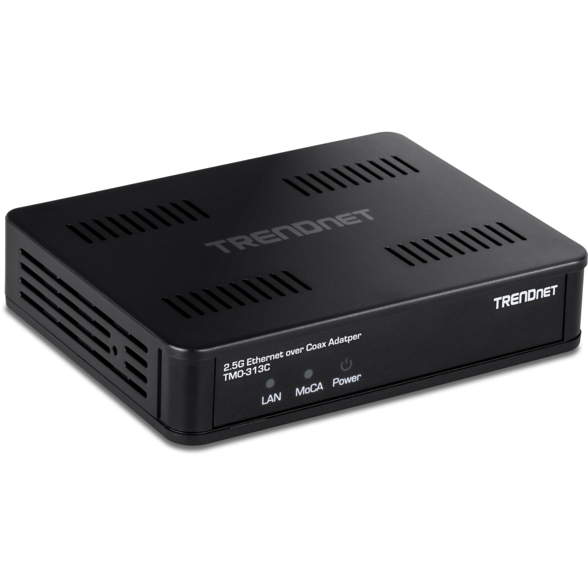 TRENDnet 2.5Gbps Ethernet Over Coax Adapter, TMO-313C, 1 x MoCA Coax F-Type Female Coax Input, 1 x 2.5Gbps RJ45 LAN Port, NDAA &
