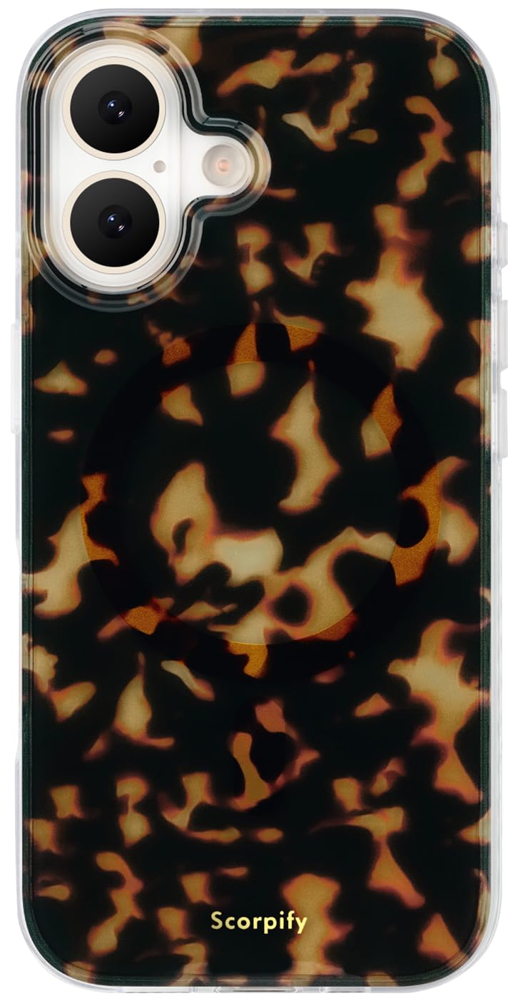 SCORPIFY for iPhone 17 Case [Compatible with MagSafe] with Dark Brown Tortoise Shell Design, Cute Brown Magnetic Phone Cover for