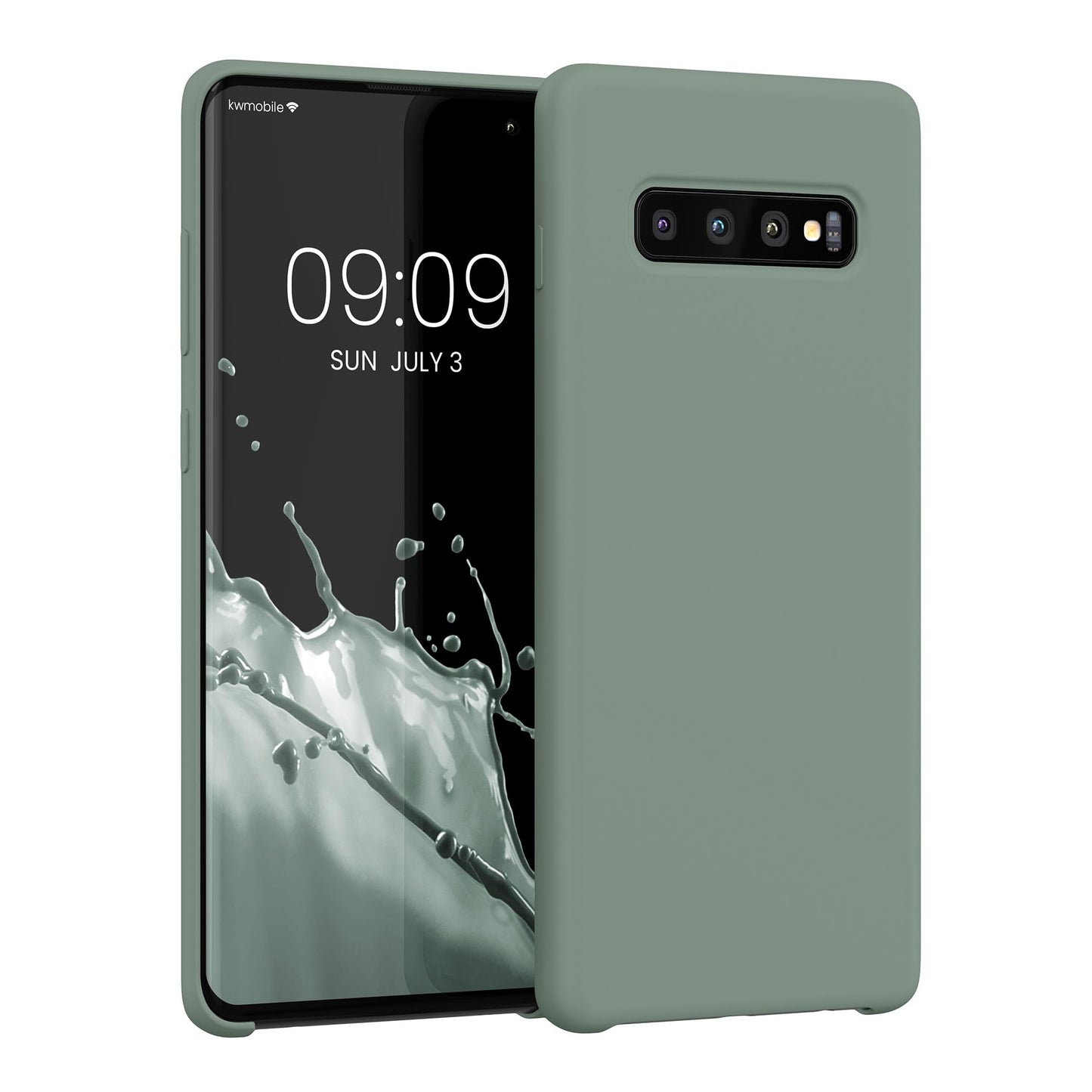 kwmobile Case Compatible with Samsung Galaxy S10 Plus / S10+ Case - TPU Silicone Phone Cover with Soft Finish - Rainwashed Green