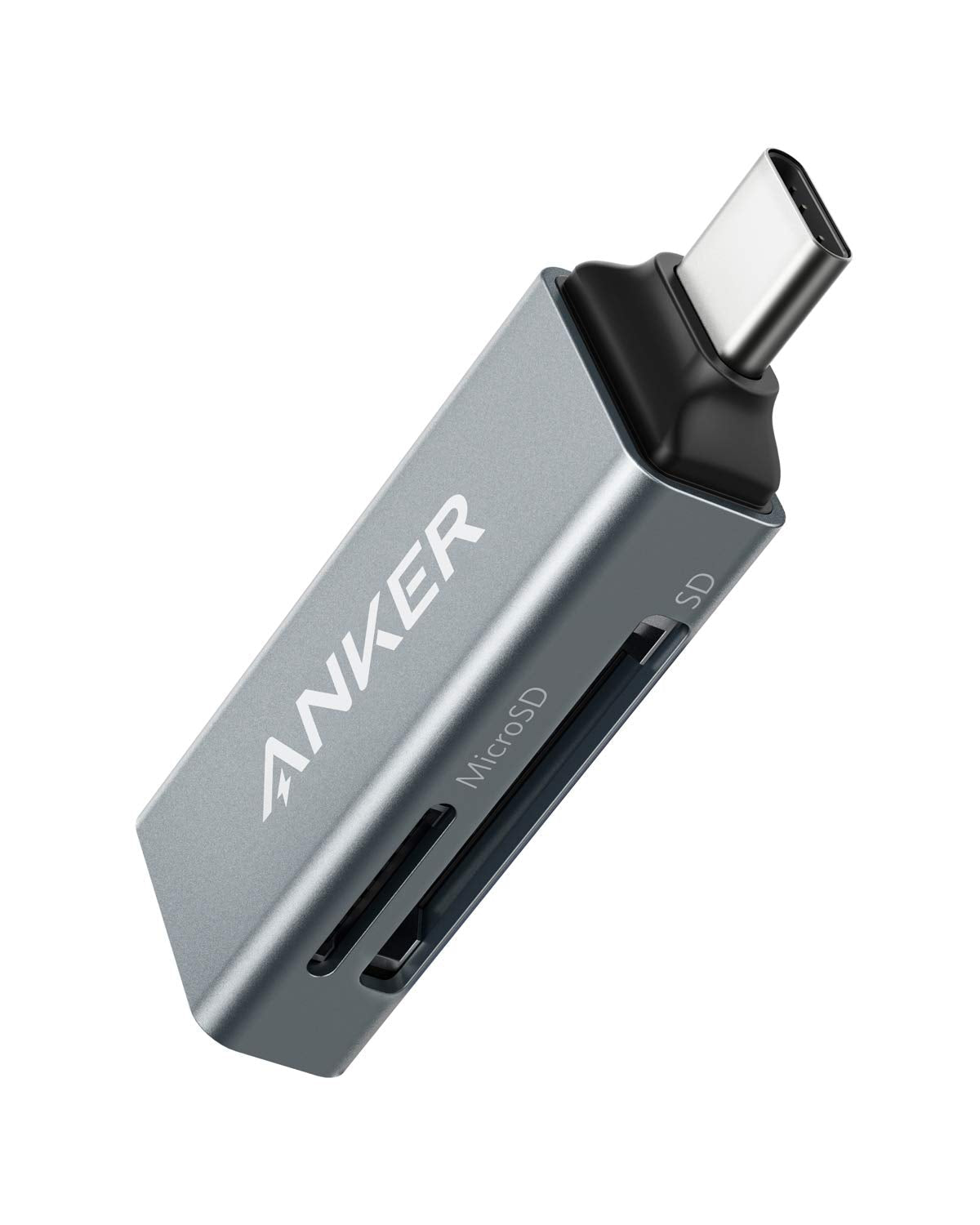 Anker 2-in-1 USB C SD Card Reader for Digital Cameras - Dual Slot for SD/SDXC/Micro SD - Grey - Model AK-A83700A2