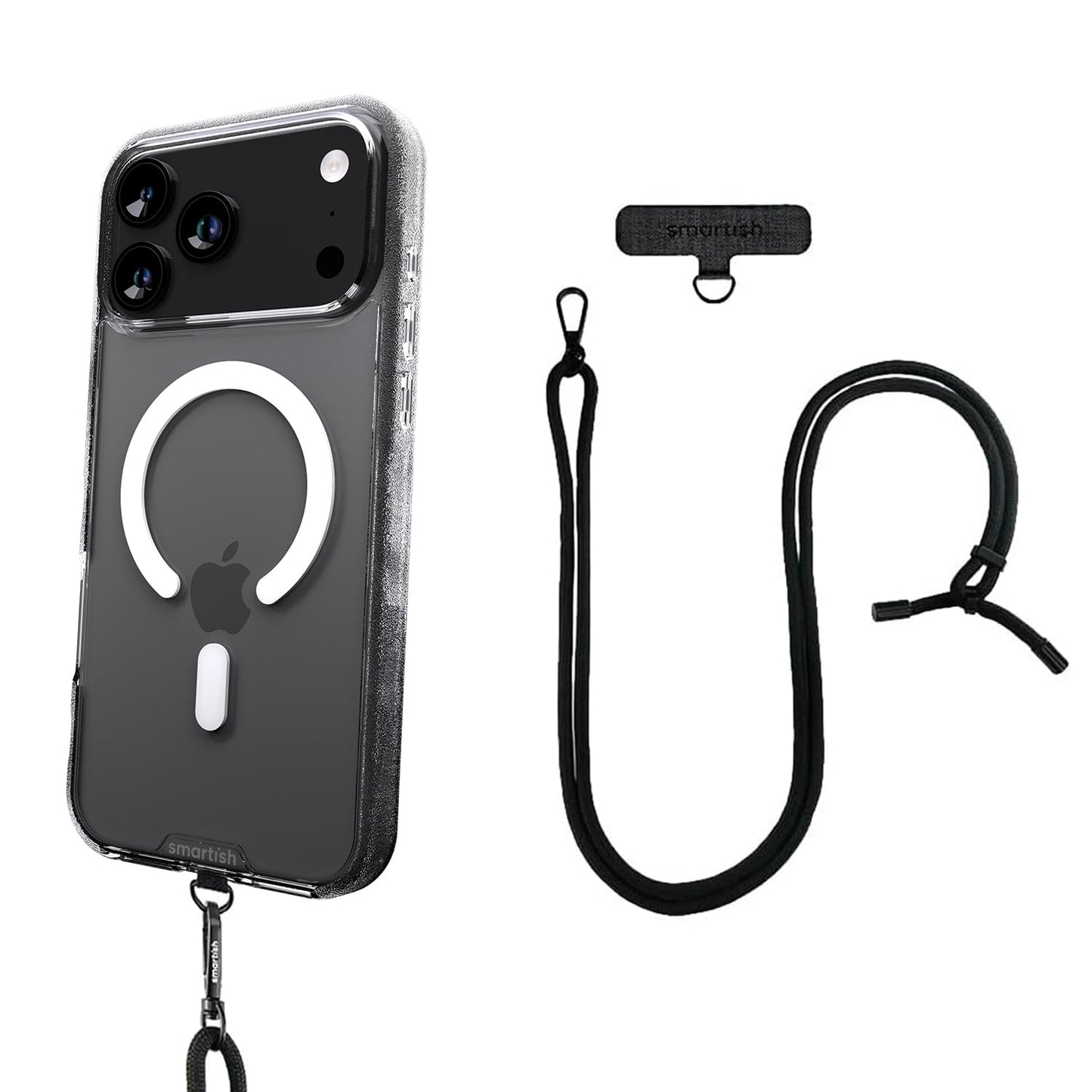 Smartish iPhone 17 Pro Max MagSafe Clear Case + Crossbody Lanyard Strap - Magnetic Slim Case - Anti-Yellow Thin Grip Cover + Det