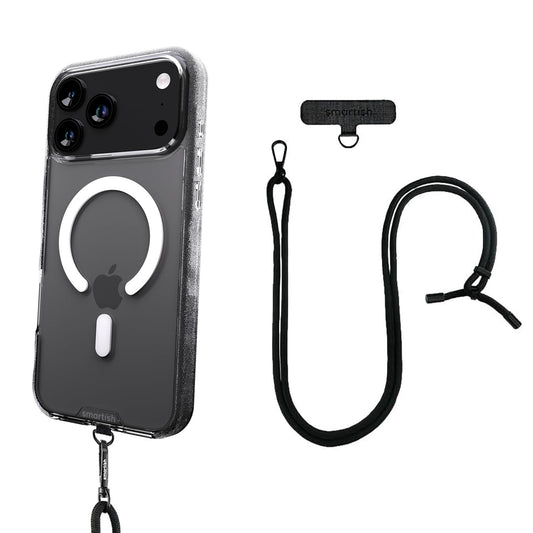 Smartish iPhone 17 Pro Max MagSafe Clear Case + Crossbody Lanyard Strap - Magnetic Slim Case - Anti-Yellow Thin Grip Cover + Det