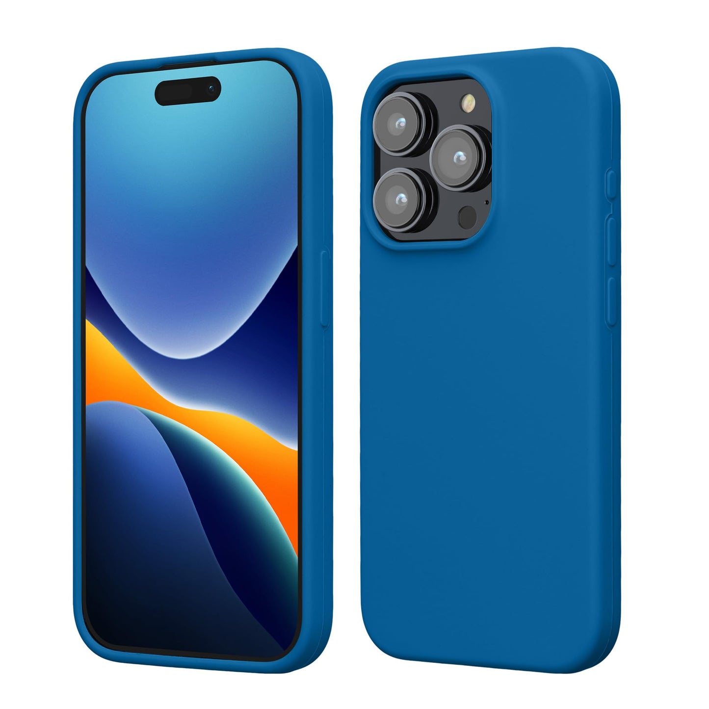 kwmobile Case Compatible with iPhone 15 Pro Case - Slim Soft TPU Silicone Cover - Blue Reef