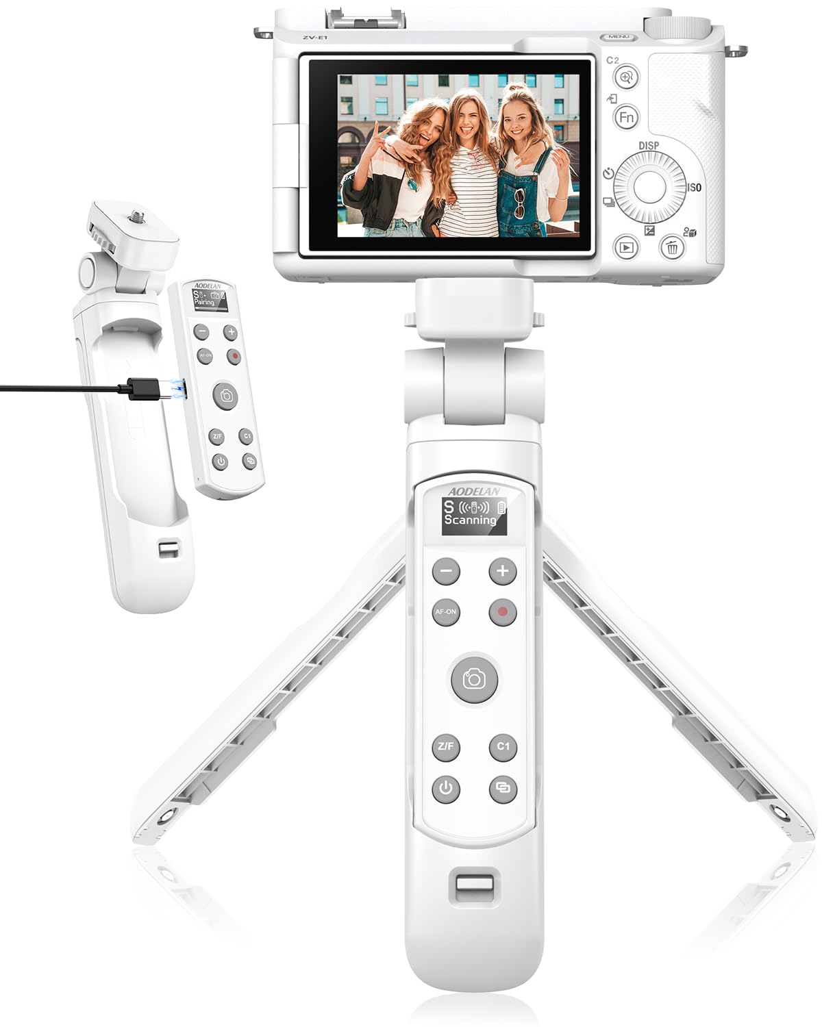 for Sony Tripod with Rechargeable Remote Control - Aodelan Wireless Shooting Grip Mini Tripod with OLED Screen for Vlogging for
