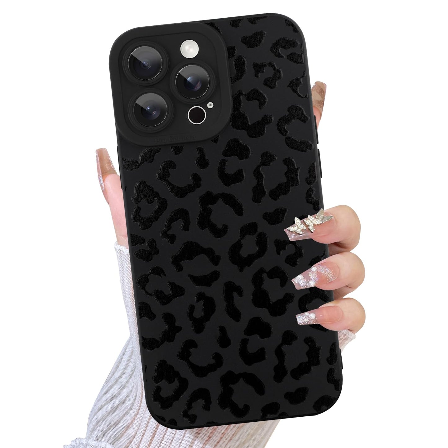 TEAUGHT Compatible with iPhone 13 Pro Case Cute Pattern White Leopard Print Cheetah Shockproof Silicone Phone Cover for Girls Wo