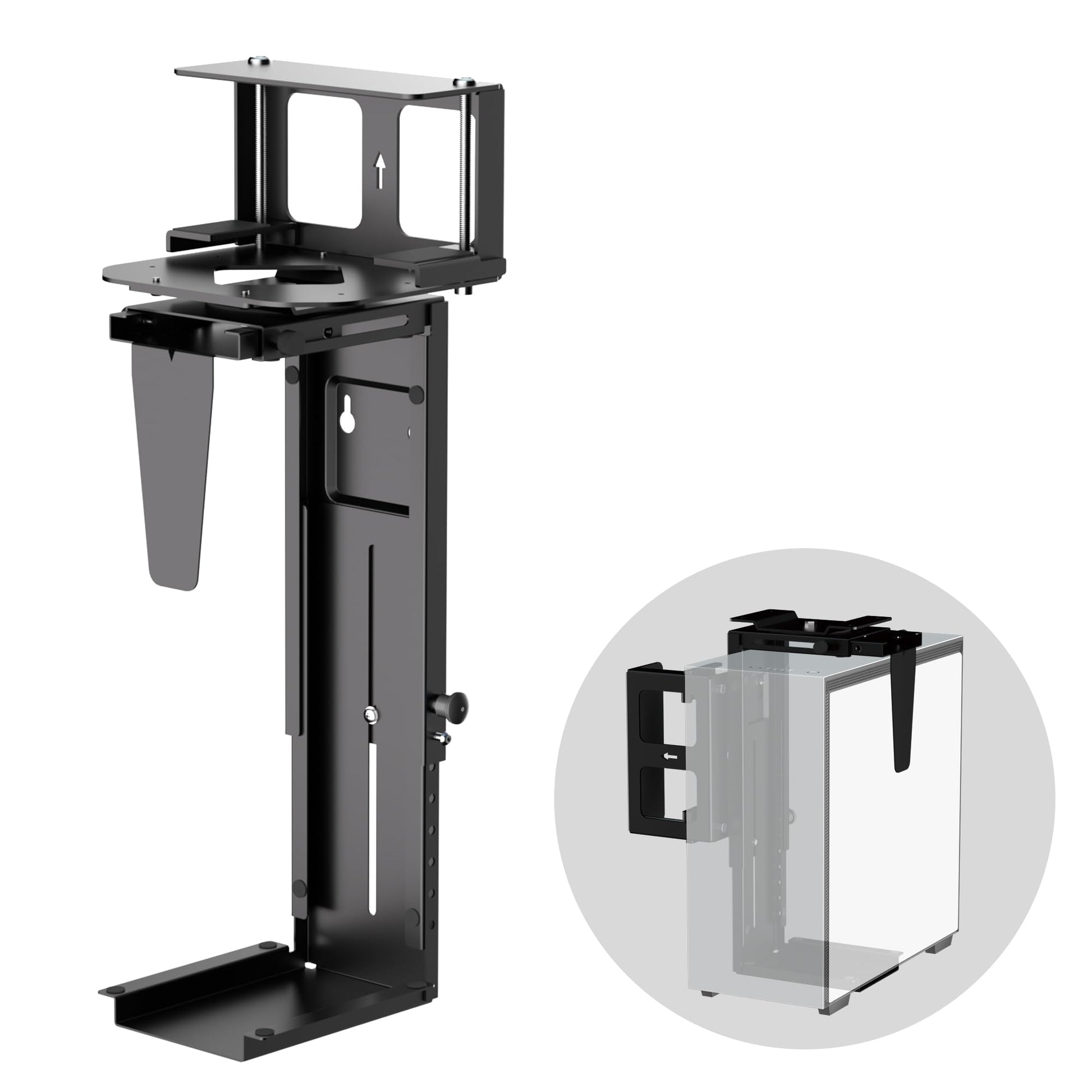 Pholiten Under Desk CPU Mount,Universal Desk Leg CPU Mount,3.94 to 11.61 inch Wide Computer Case CPU Hanger Holder,Table Beam CP