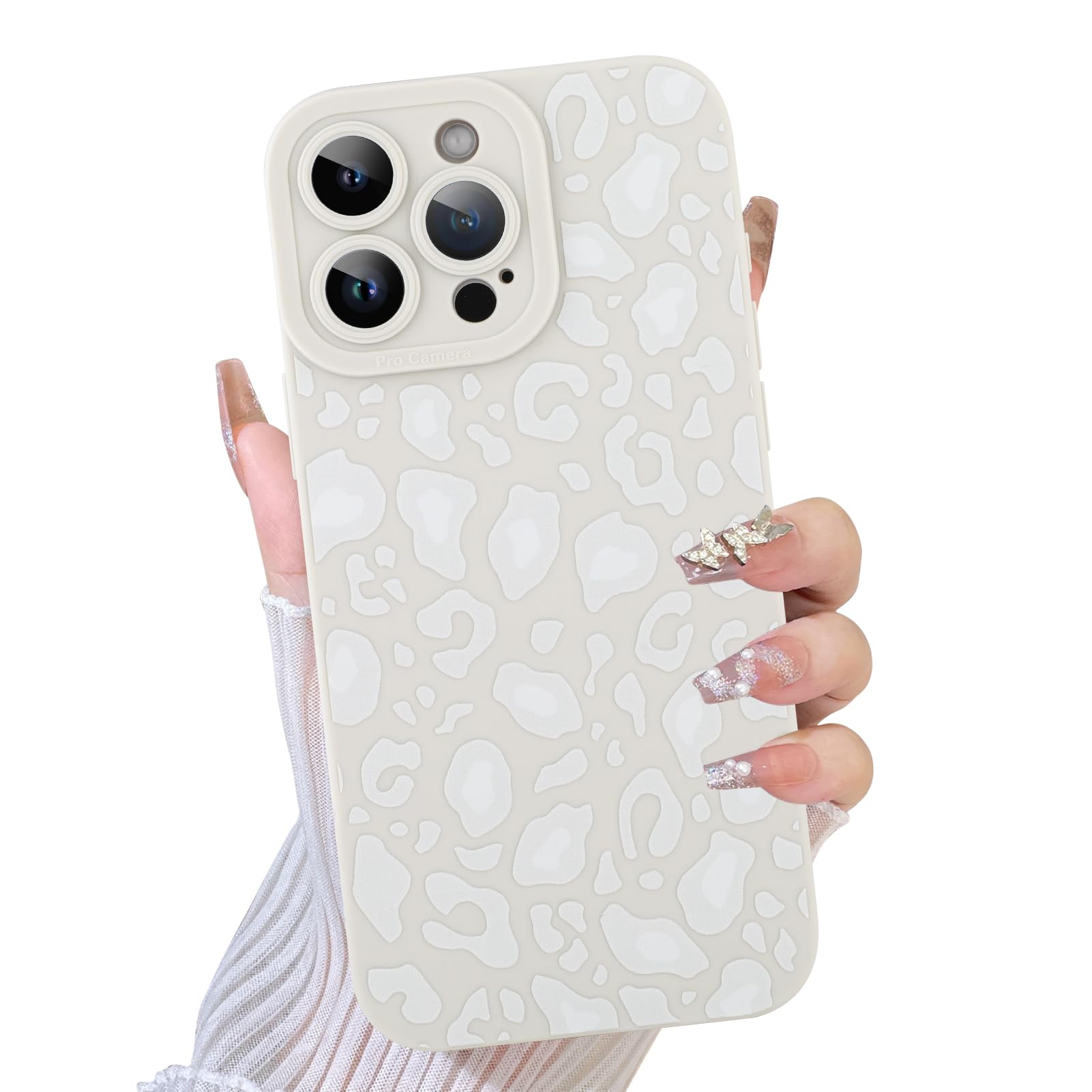 TEAUGHT Compatible with iPhone 15 Pro Max Case Cute Pattern Leopard Print Cheetah Camera Protection Cover, Cheetah Pattern Phone