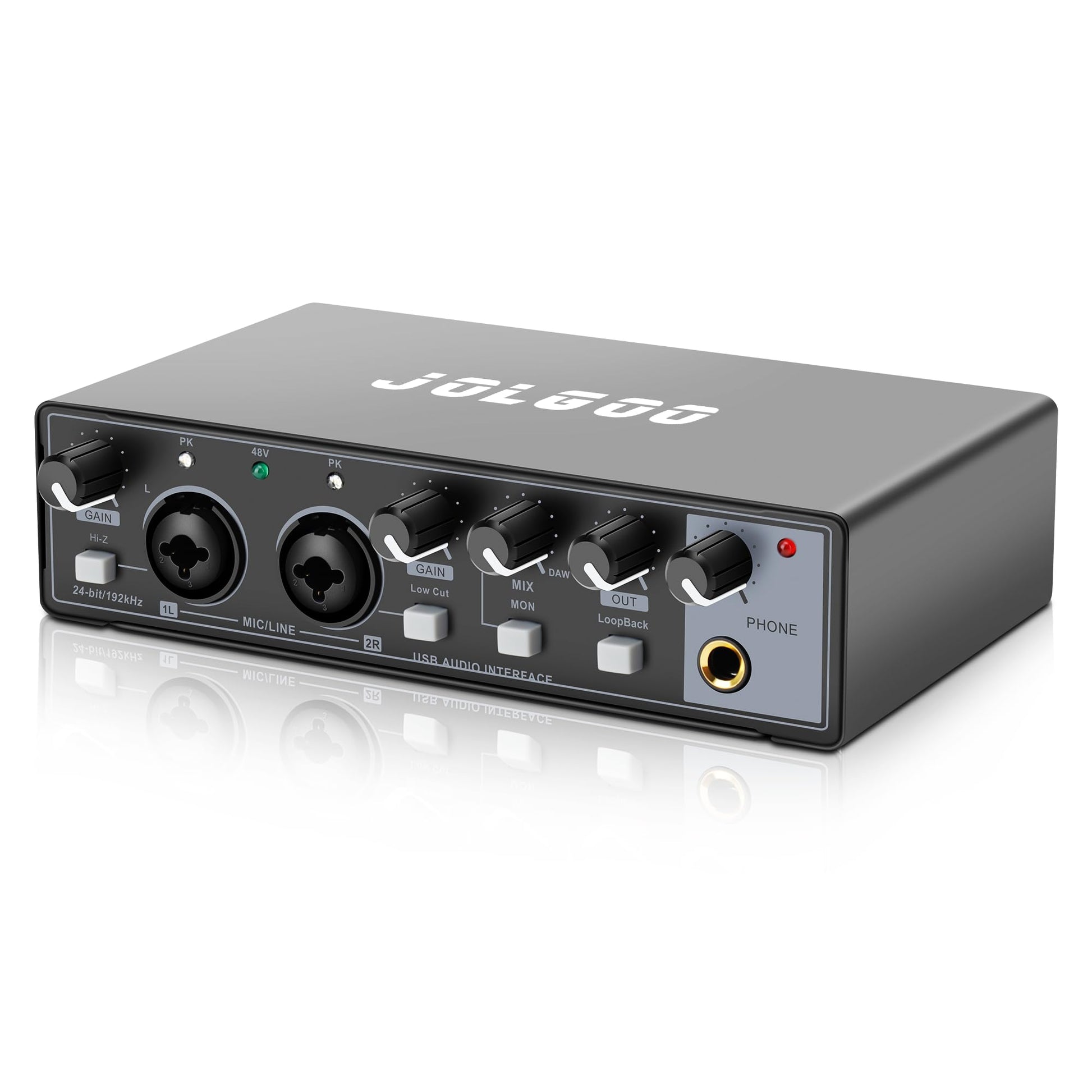 USB Audio Interface for Recording Music, 24-Bit/192kHz, Plug and Play Audio Interface for PC, Mac, and Smartphone - Low Latency,