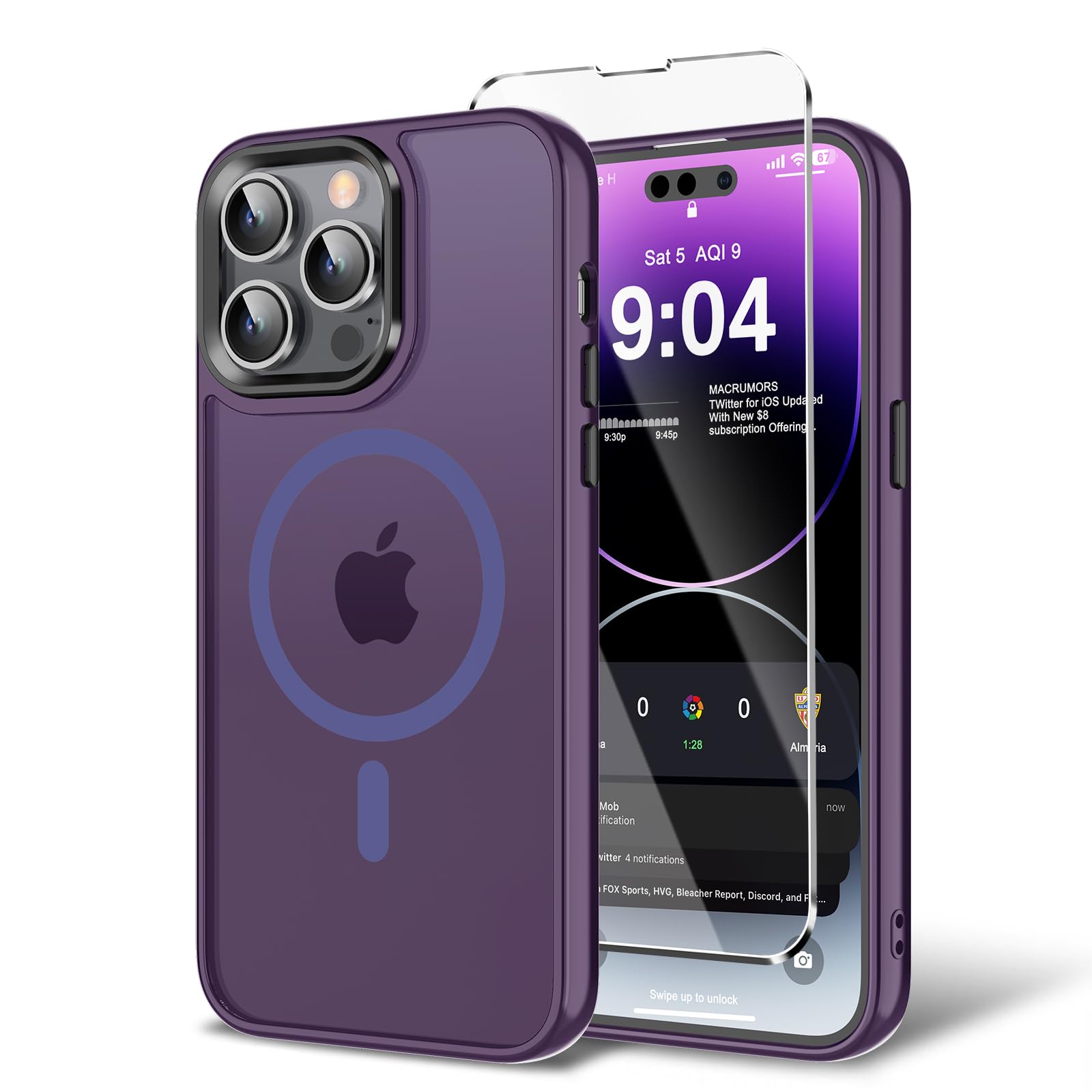 BPOASE Magnetic Case for iPhone 11 Pro Max with Screen Protector, [Compatible with Magsafe] Ultra Slim Translucent Matte Shockpr