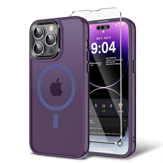 BPOASE Magnetic Case for iPhone 11 Pro Max with Screen Protector, [Compatible with Magsafe] Ultra Slim Translucent Matte Shockpr