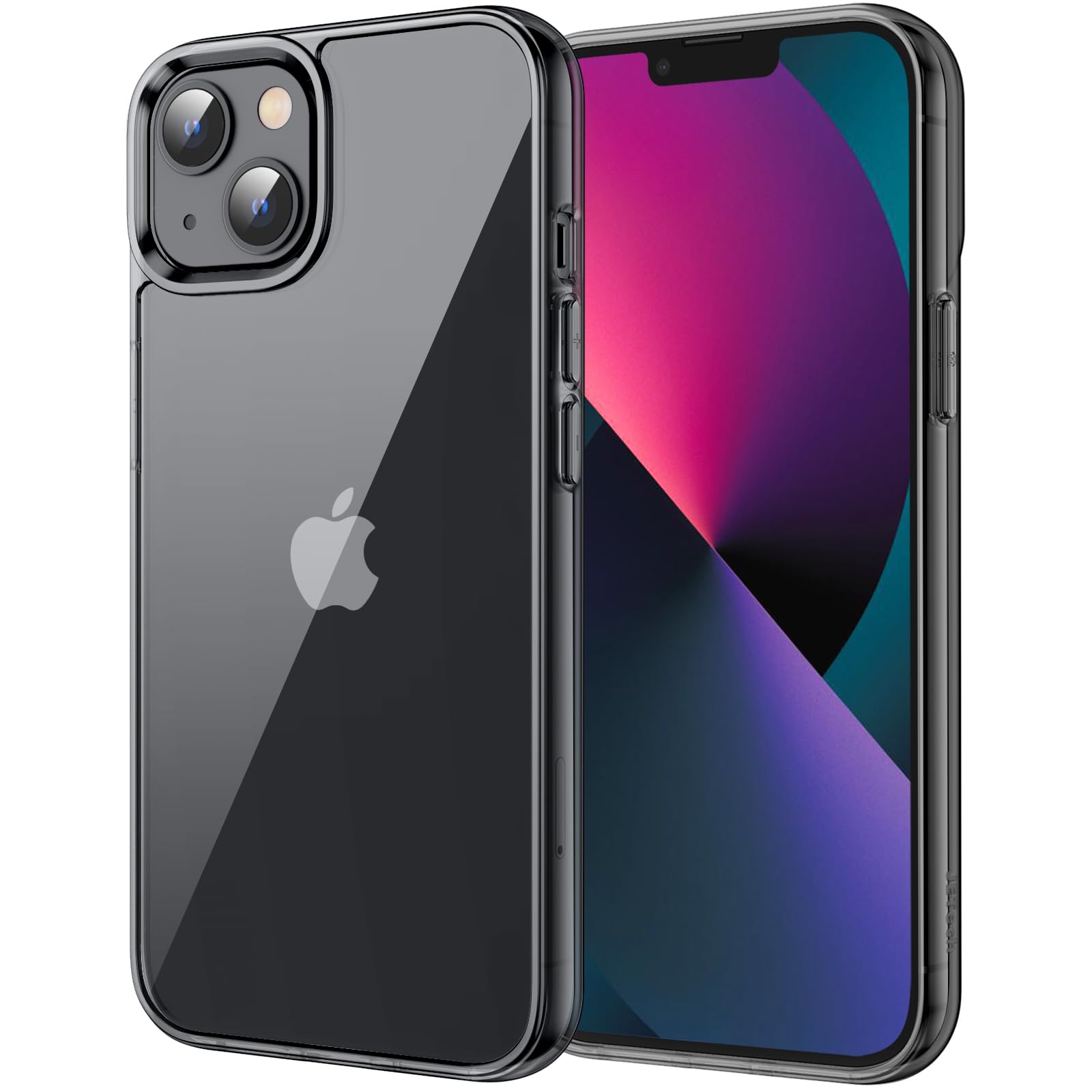 JETech Case for iPhone 13 6.1-Inch, Non-Yellowing Shockproof Phone Bumper Cover, Anti-Scratch Clear Back (Black)