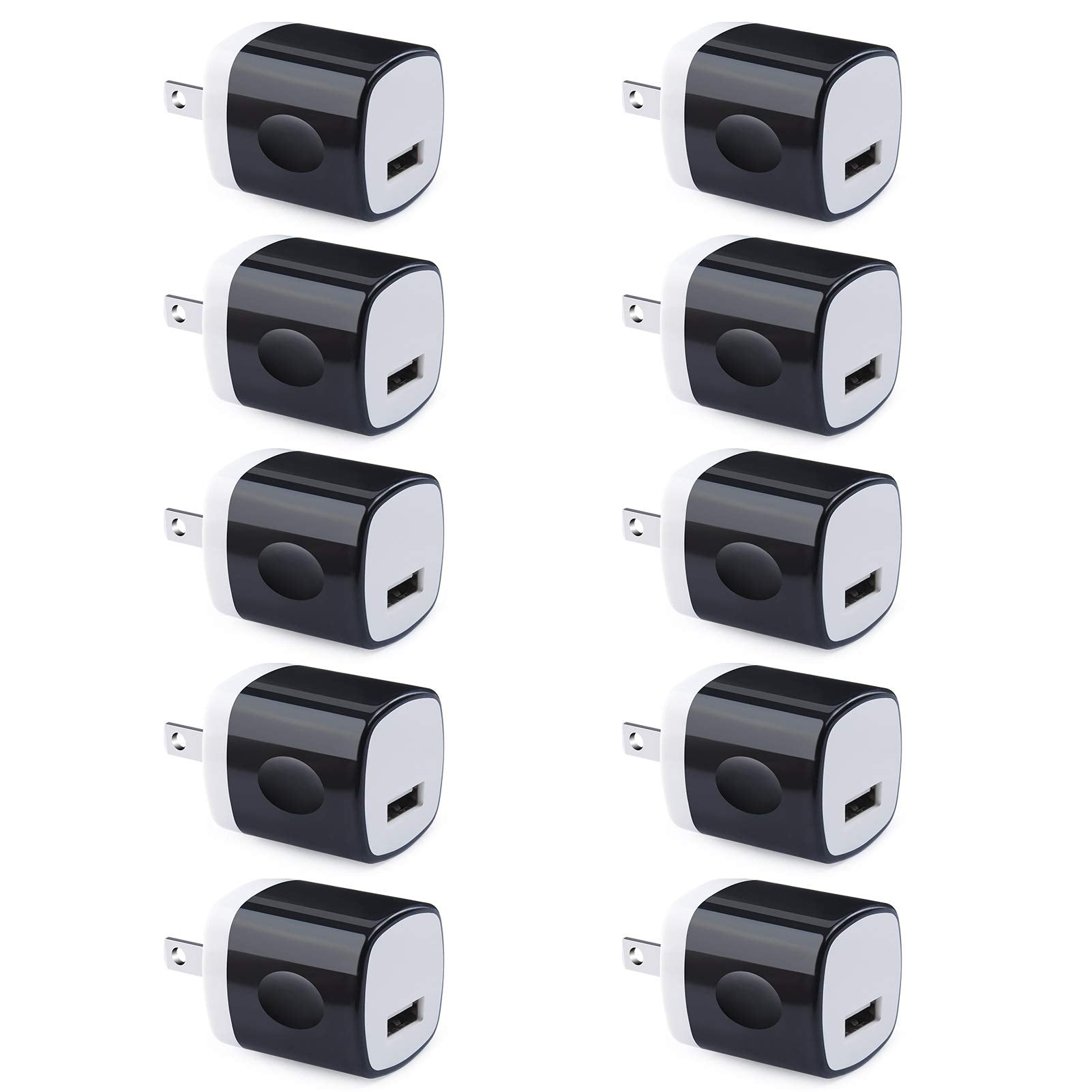 Wall Adapter 10 Pack,UorMe 1A 5V Single Port Charger Power USB Plug Charging Cube Block Box Compatible iPhone 14 13 12 SE 11, Ga