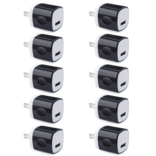 Wall Adapter 10 Pack,UorMe 1A 5V Single Port Charger Power USB Plug Charging Cube Block Box Compatible iPhone 14 13 12 SE 11, Ga