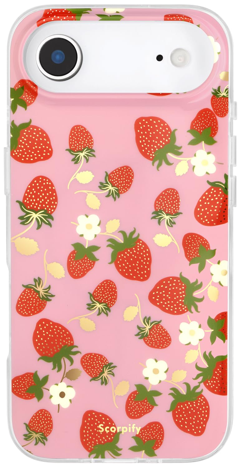 SCORPIFY for iPhone 17 Air Case [Compatible with MagSafe] with Strawberry Party Fruit Design, Cute Floral Magnetic Phone Cover f