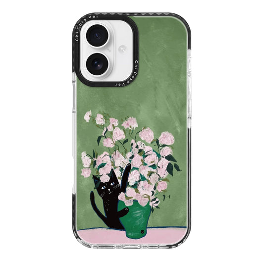 ChiCaseVer for iPhone 17 Case,Vintage Cat & Floral Art on Green Design Pattern Aesthetics,Military-Grade Drop Protection, Artist