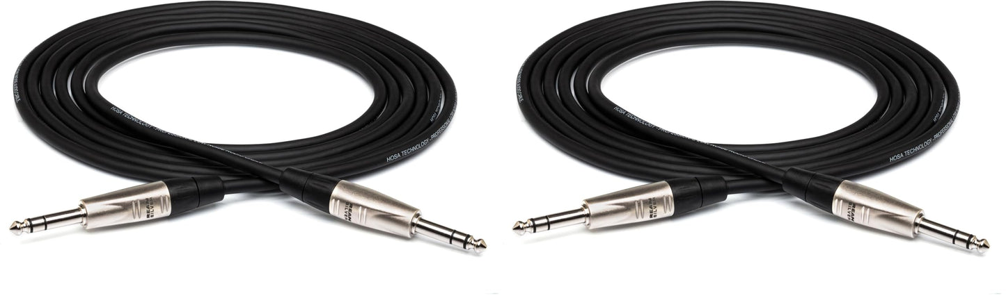 HOSA HSS-001.5 Pro Balanced Interconnect Cable - REAN 1/4-inch TRS Male to REAN 1/4-inch TRS Male - 1.5 Foot (Pack of 2)