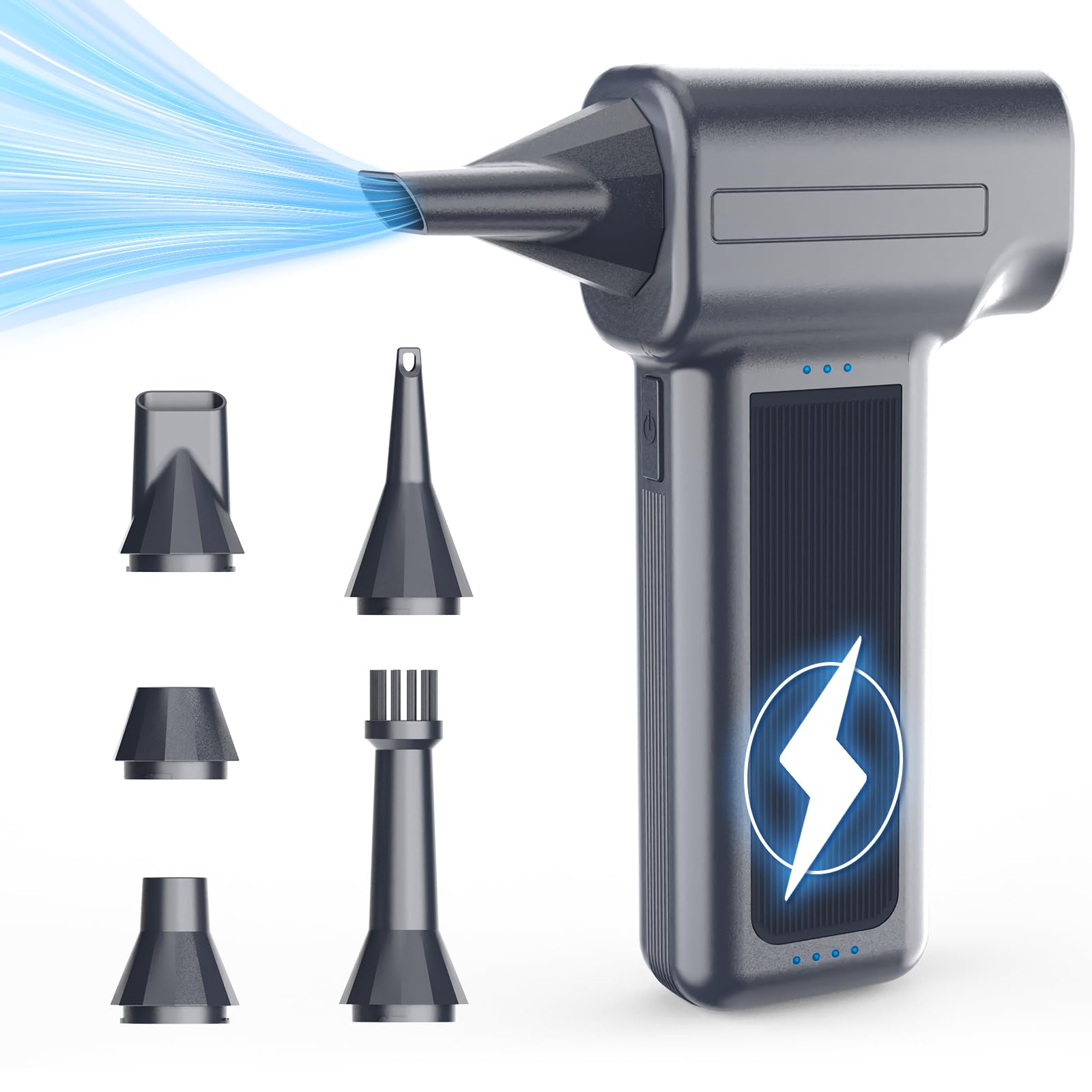 Compressed Air Duster, 300000RPM Super Power Electric Air Duster, Cordless Mini Dust Blower Stepless Wind Speed Adjustable Canne