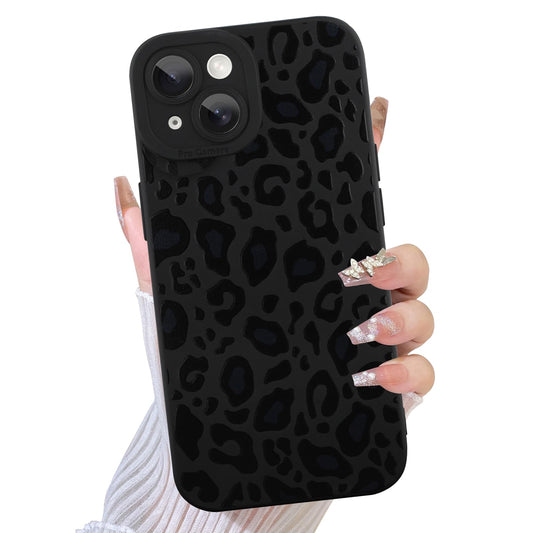 TEAUGHT Compatible with iPhone 13 Case Cute Pattern Black Leopard Print Cheetah Camera Protection Cover, Cheetah Pattern Phone C