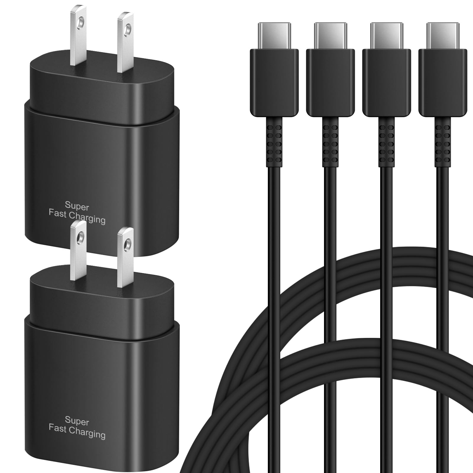 Type C Charger Fast Charging for Samsung - 25W USB C Charger Block, Android Phone Wall Charging with 6Ft Type C to C Cable for G