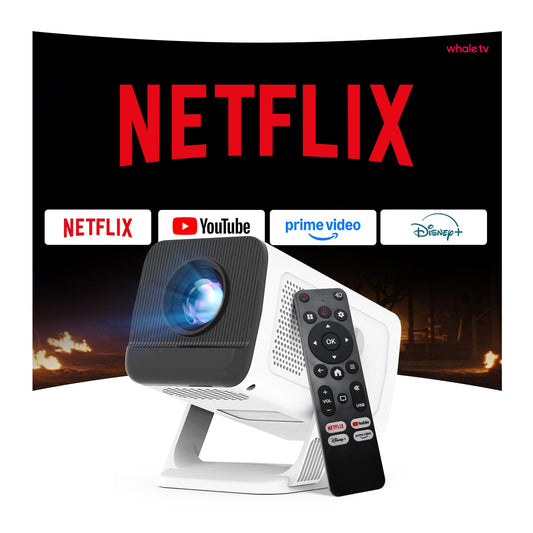 [Compatible with Netflix] Mini Projector Built-in Stream Apps Officially Licensed, 1080P 4K Support, Auto Keystone Projector, Wi