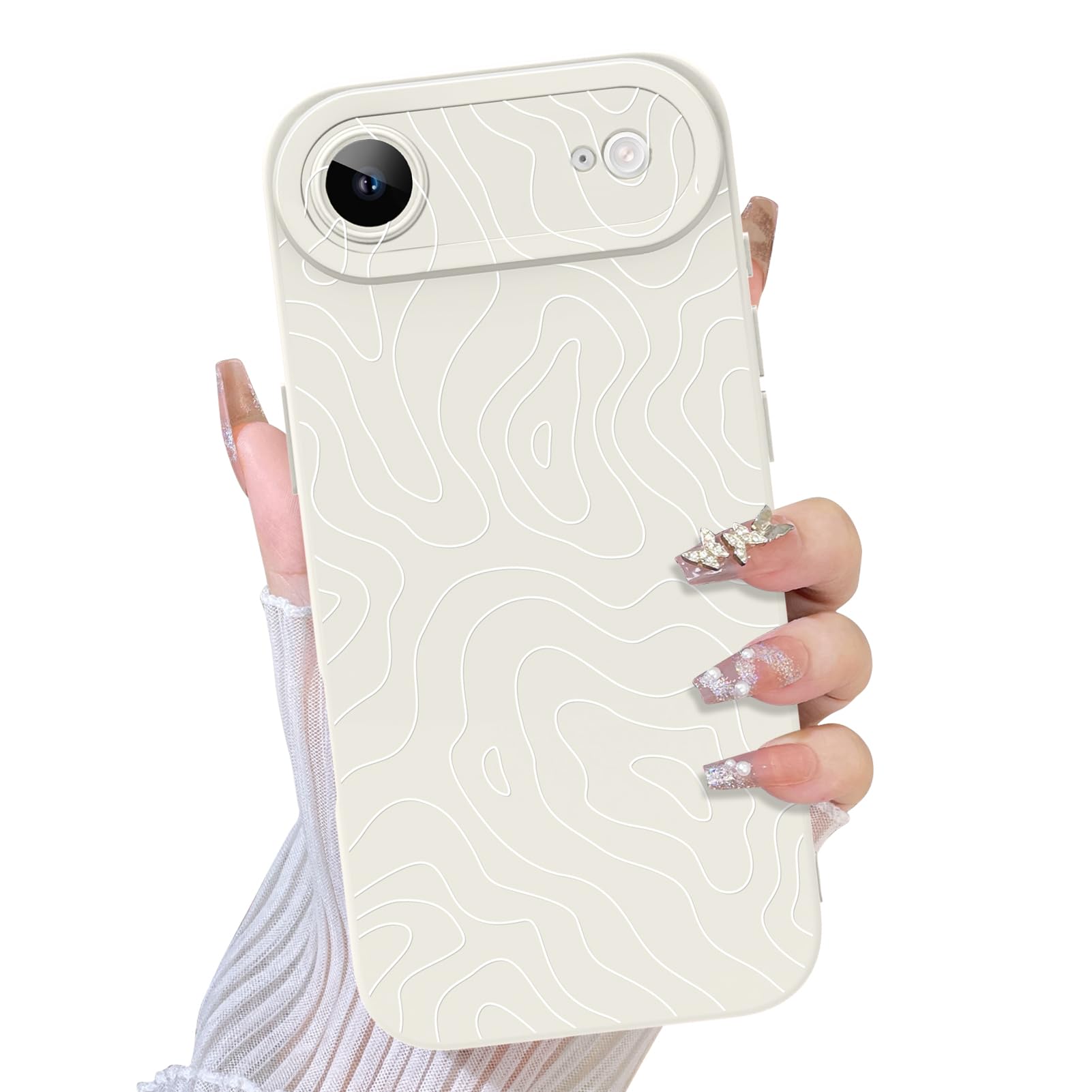 TEAUGHT Compatible with iPhone Air Case 2025 Cute Pattern Wave Ripple Shockproof Silicone Soft Camera Protection for Girls Women
