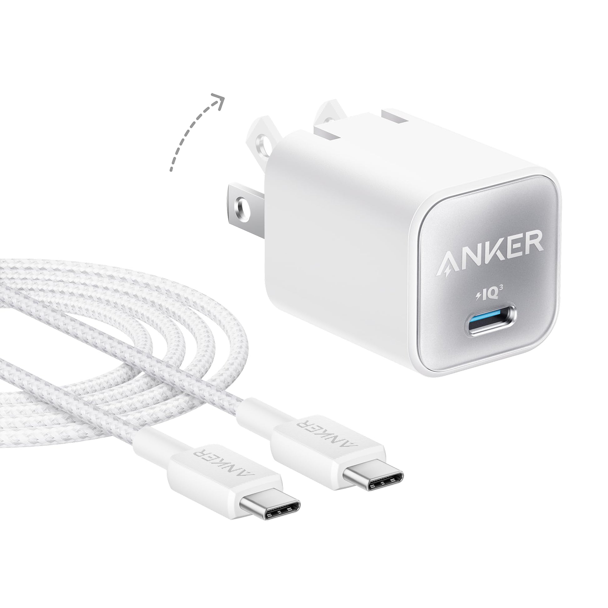 Anker Nano USB C Charger Block, 30W PIQ 3.0 Foldable iPhone Charger Fast Charging for iPhone 17/16 Series, Galaxy, iPad, Compati