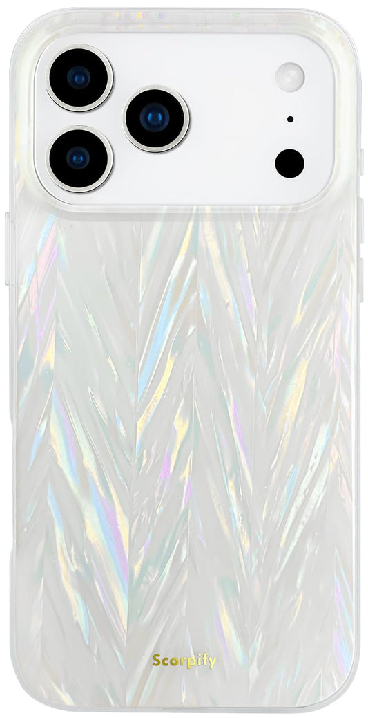 SCORPIFY for iPhone 17 Pro Max Case [Compatible with MagSafe] with Colorful Pearl Aurora Spine Design, Cute Clear Magnetic Phone