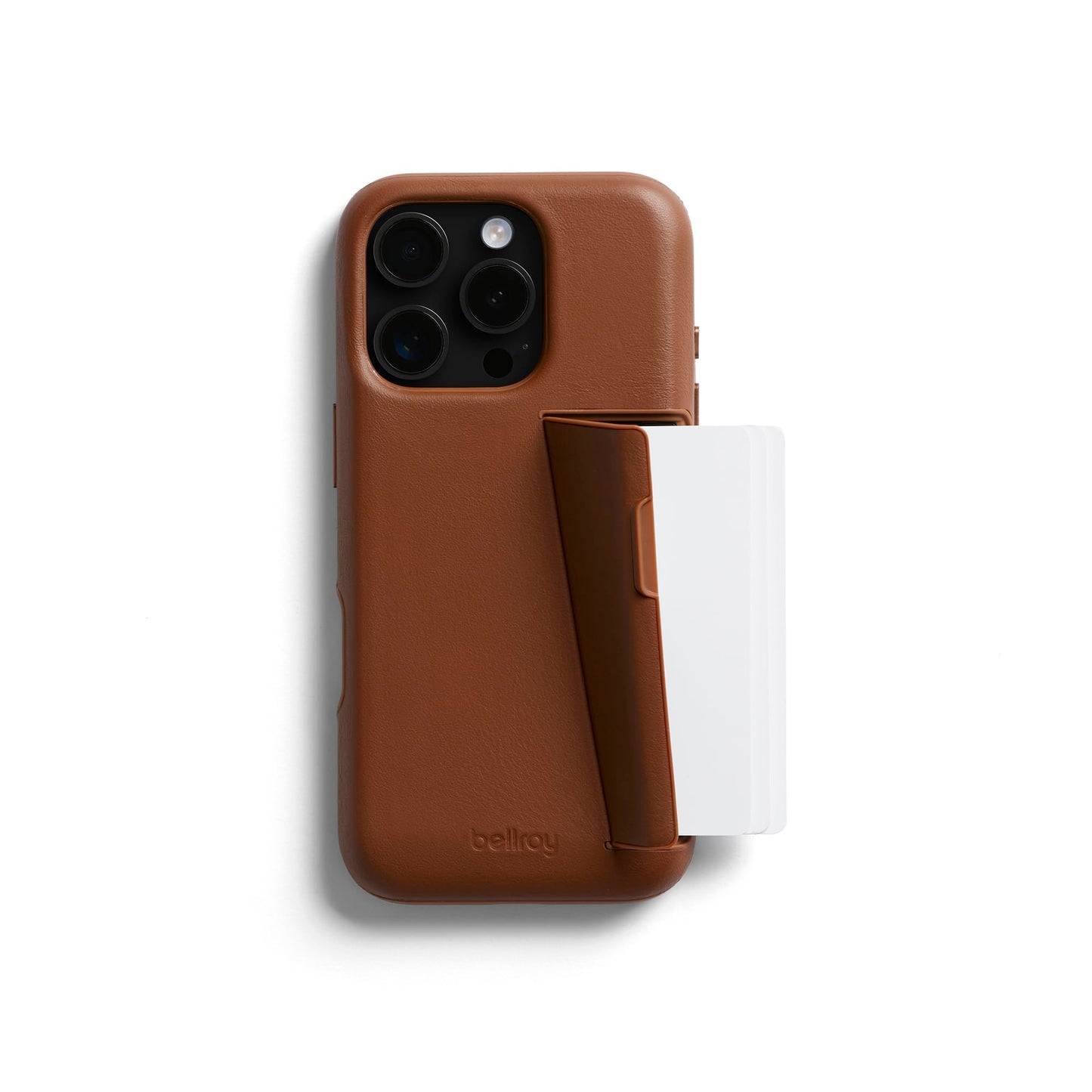 Bellroy Phone Case - 3 Card for iPhone 16 Pro (Leather iPhone case, Phone Wallet) - Sienna