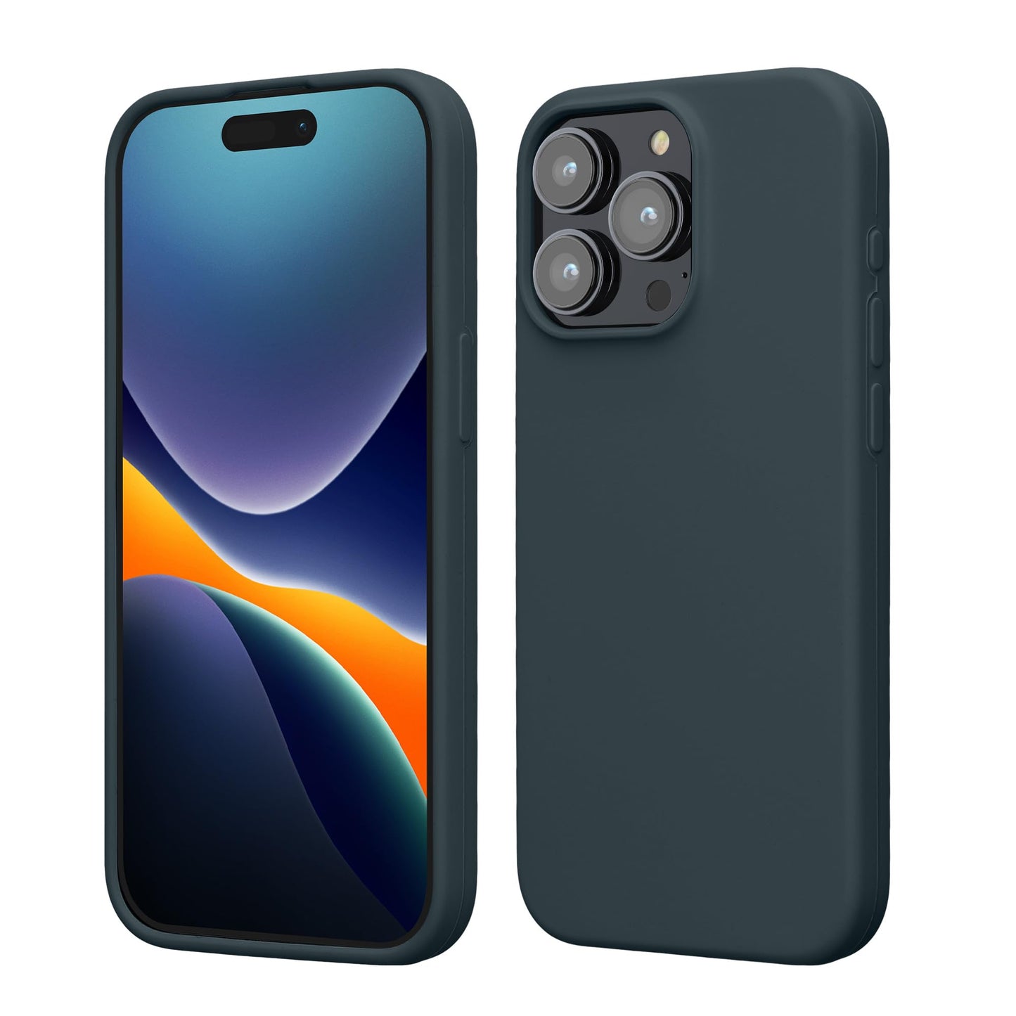 kwmobile Case Compatible with iPhone 15 Pro Max Case - Slim Soft TPU Silicone Cover - Dark Slate