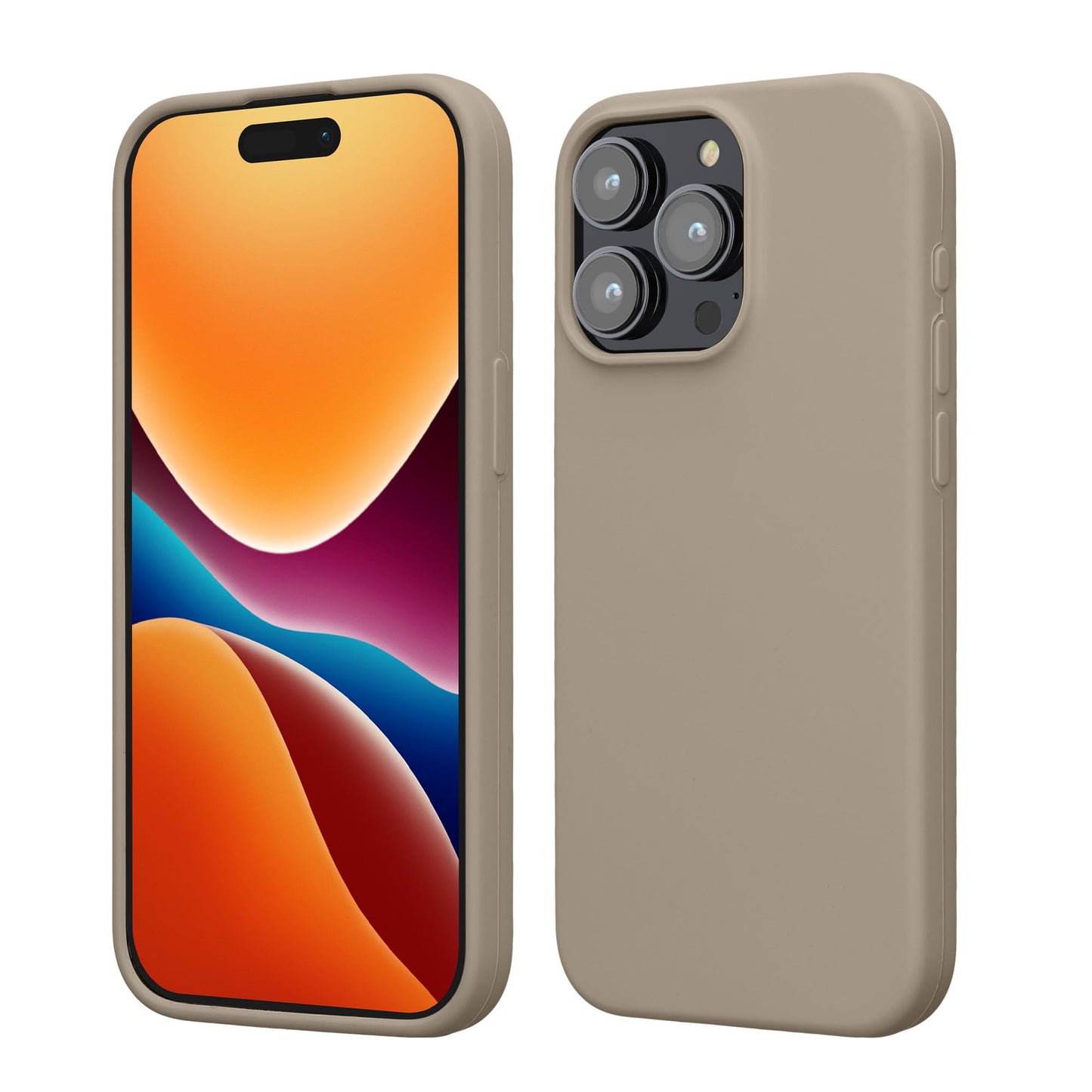 kwmobile Case Compatible with iPhone 15 Pro Max Case - Slim Soft TPU Silicone Cover - Taupe
