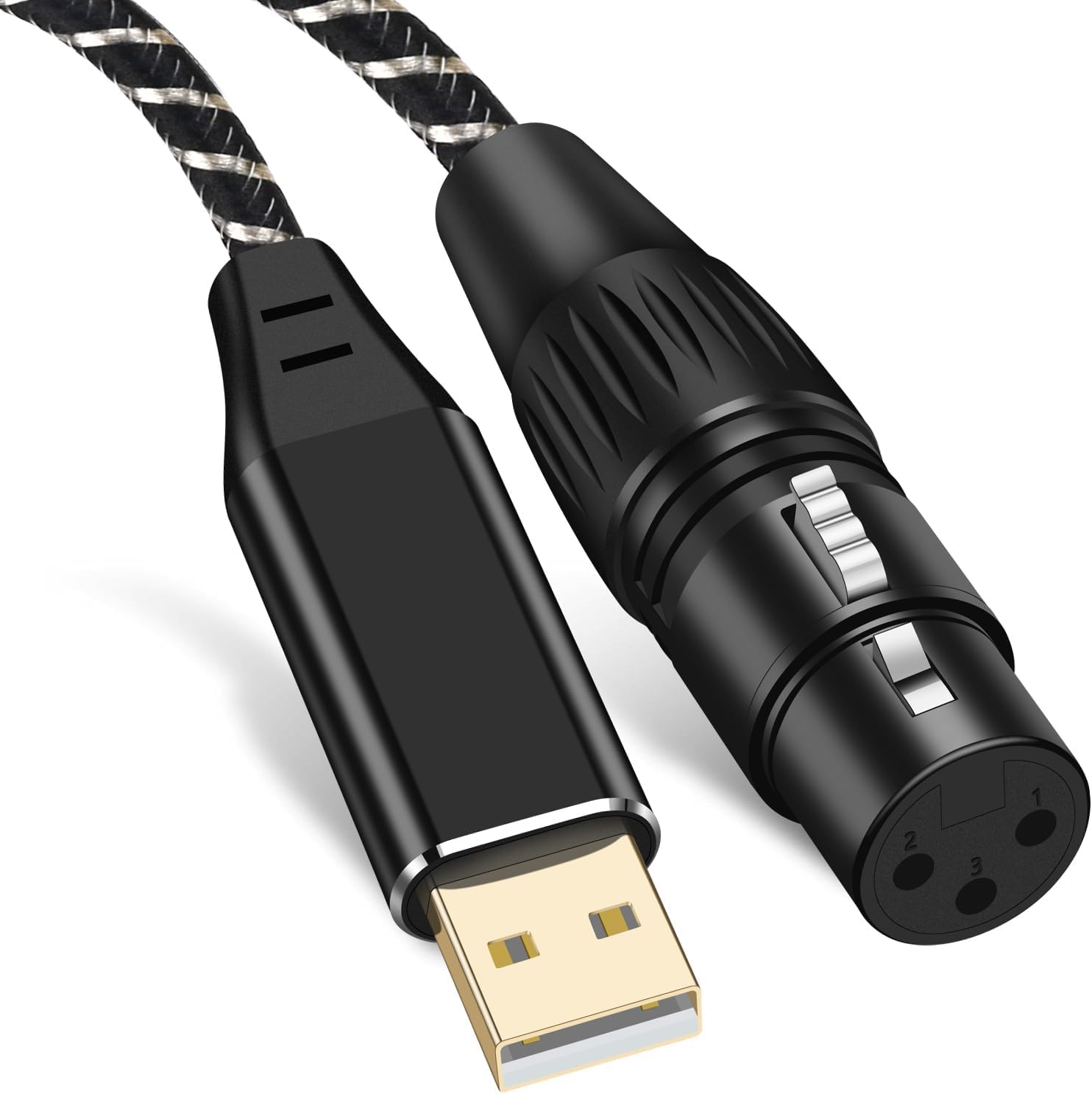 Puzkom USB Microphone Cable, 10FT XLR to USB Cable,XLR Female to USB A Mic Link Converter Cable for Microphones or Recording Kar