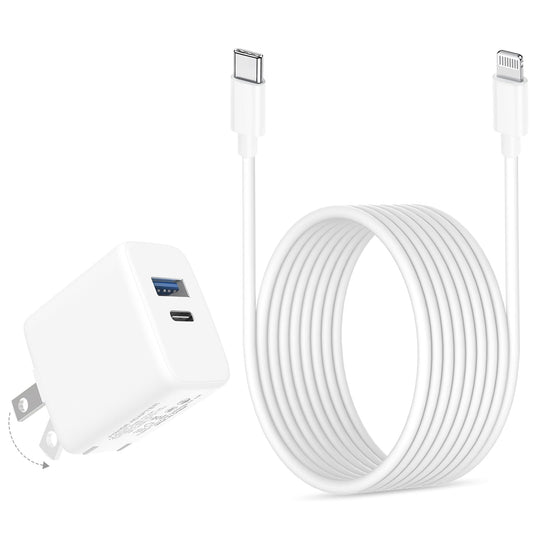 20W Dual Port Fast Charger for iPad 9th 8th 7th 6th 5th Generation 10.2 inch, iPad Air 3/2, iPad mini 5/4/3, Foldable Wall Charg