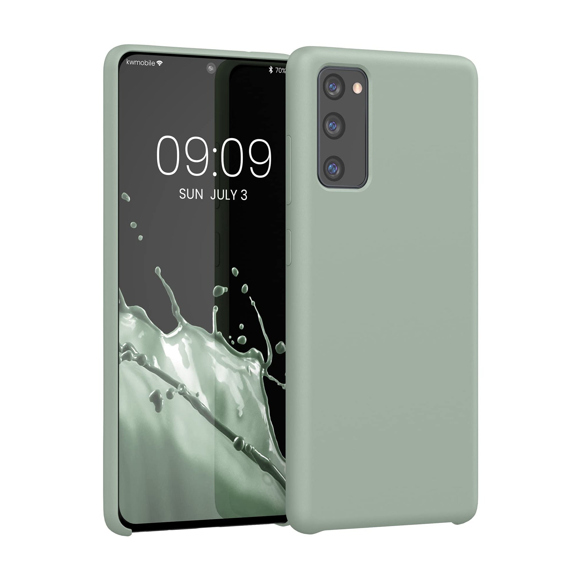 kwmobile Case Compatible with Samsung Galaxy S20 FE Case - TPU Silicone Phone Cover with Soft Finish - Gray Green