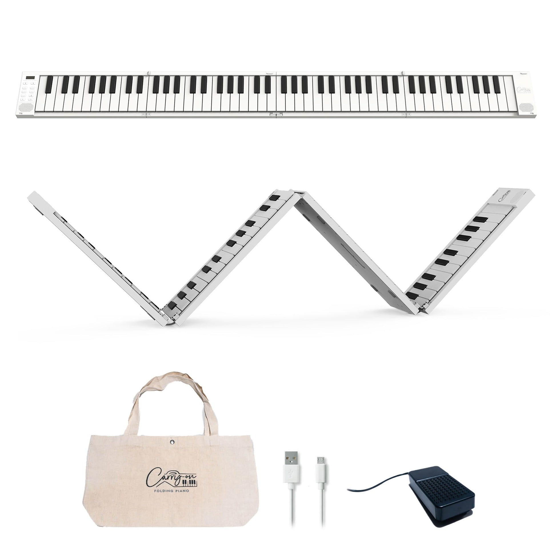 Blackstar Carry-on White 88 Keys USB MIDI Controller for Portable Folding Digital Piano with Rechargeable Battery